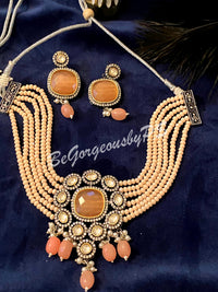 Layered Pearls Victorian kundan Choker Necklace Set