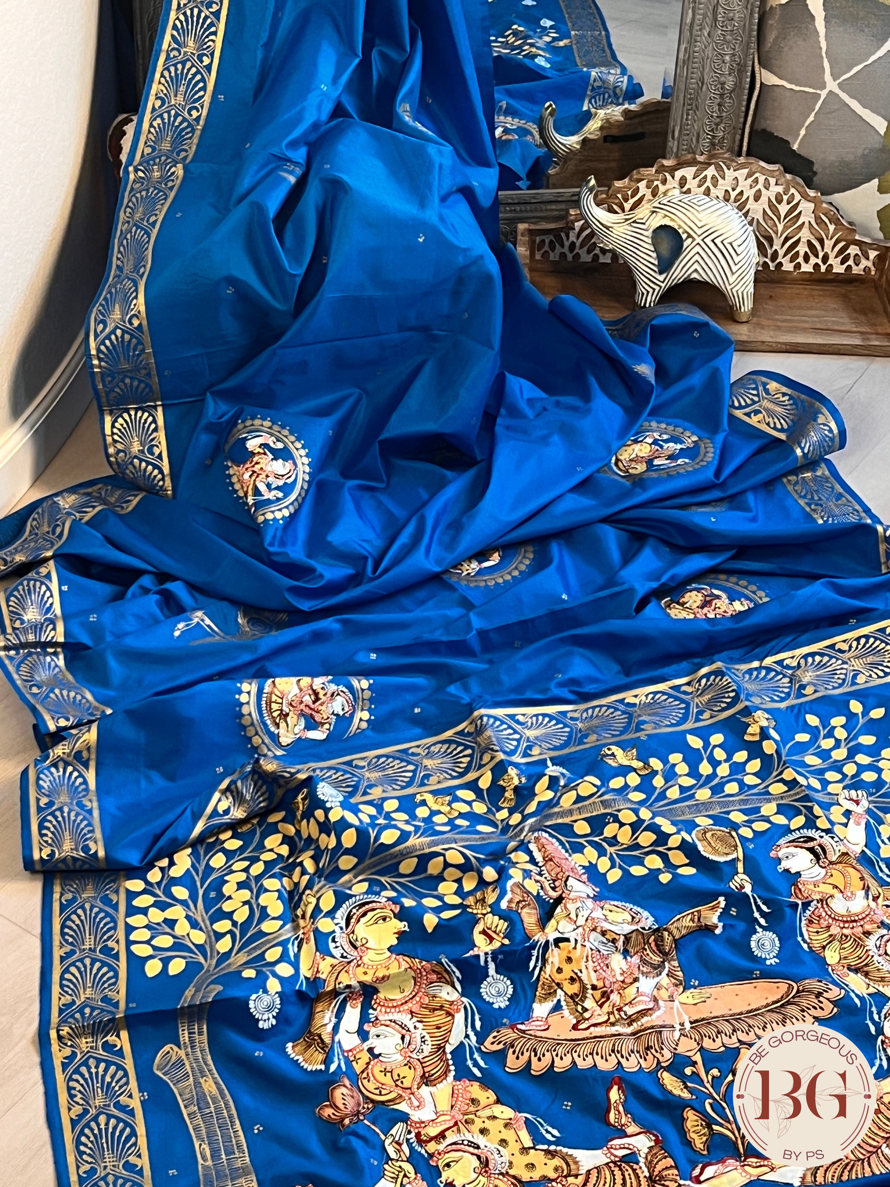 PATTACHITRA MULBERRY SILK BLUE SA-PAT-MUL-BL432