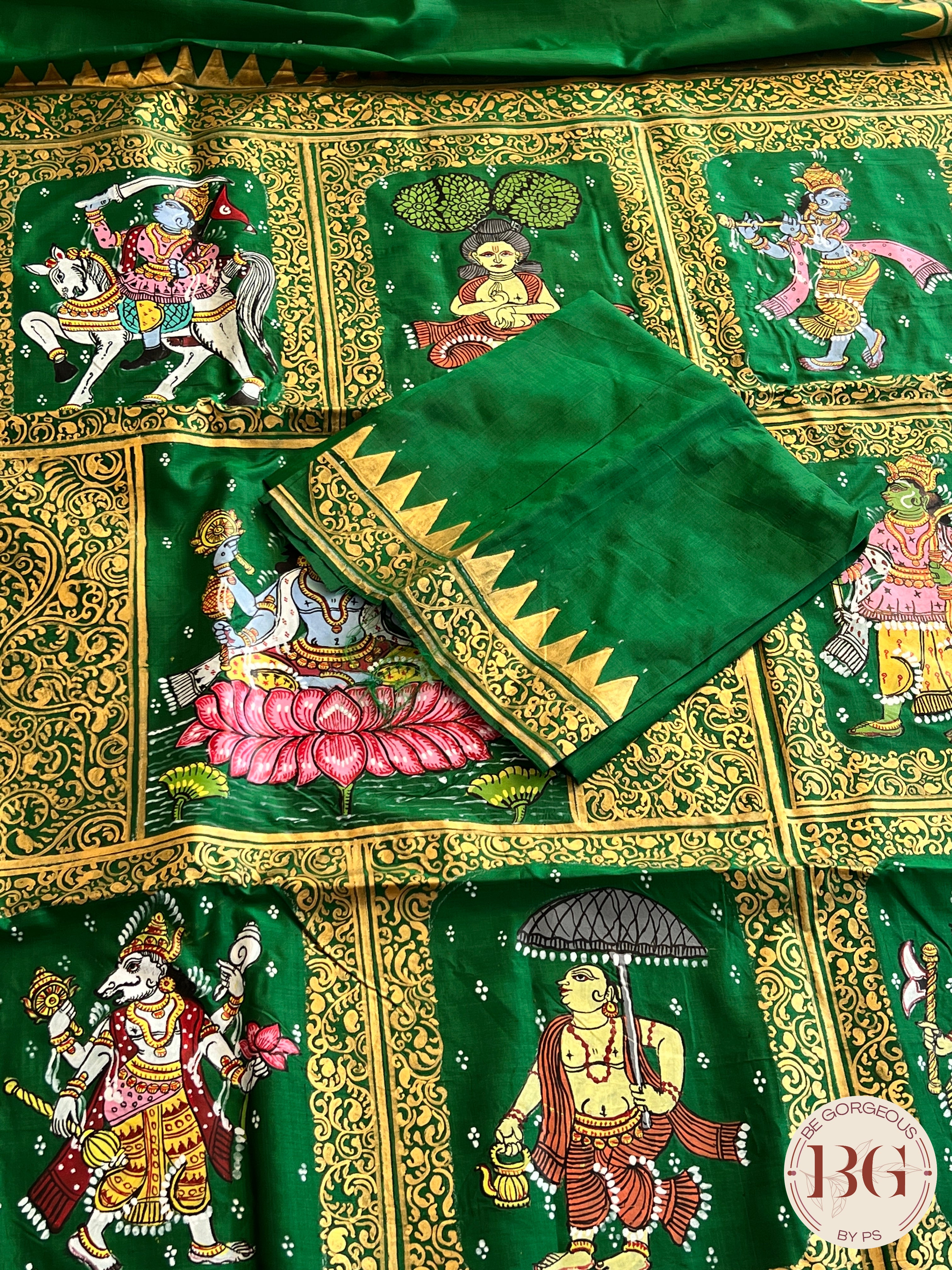 PATTACHITRA MULBERRY SILK BOTTLE GREEN SA-PAT-MUL-BO436