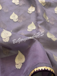 Organza with foil work Lavender