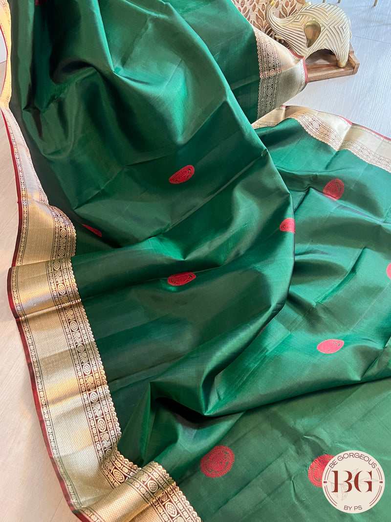 KANJEEVARAM PURE SILK KANJEEVARAM BOTTLE GREEN SA-KAN-PUR-BO409