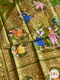 PATTACHITRA MULBERRY SILK Mehendi GREEN SA-PAT-MUL-GR435