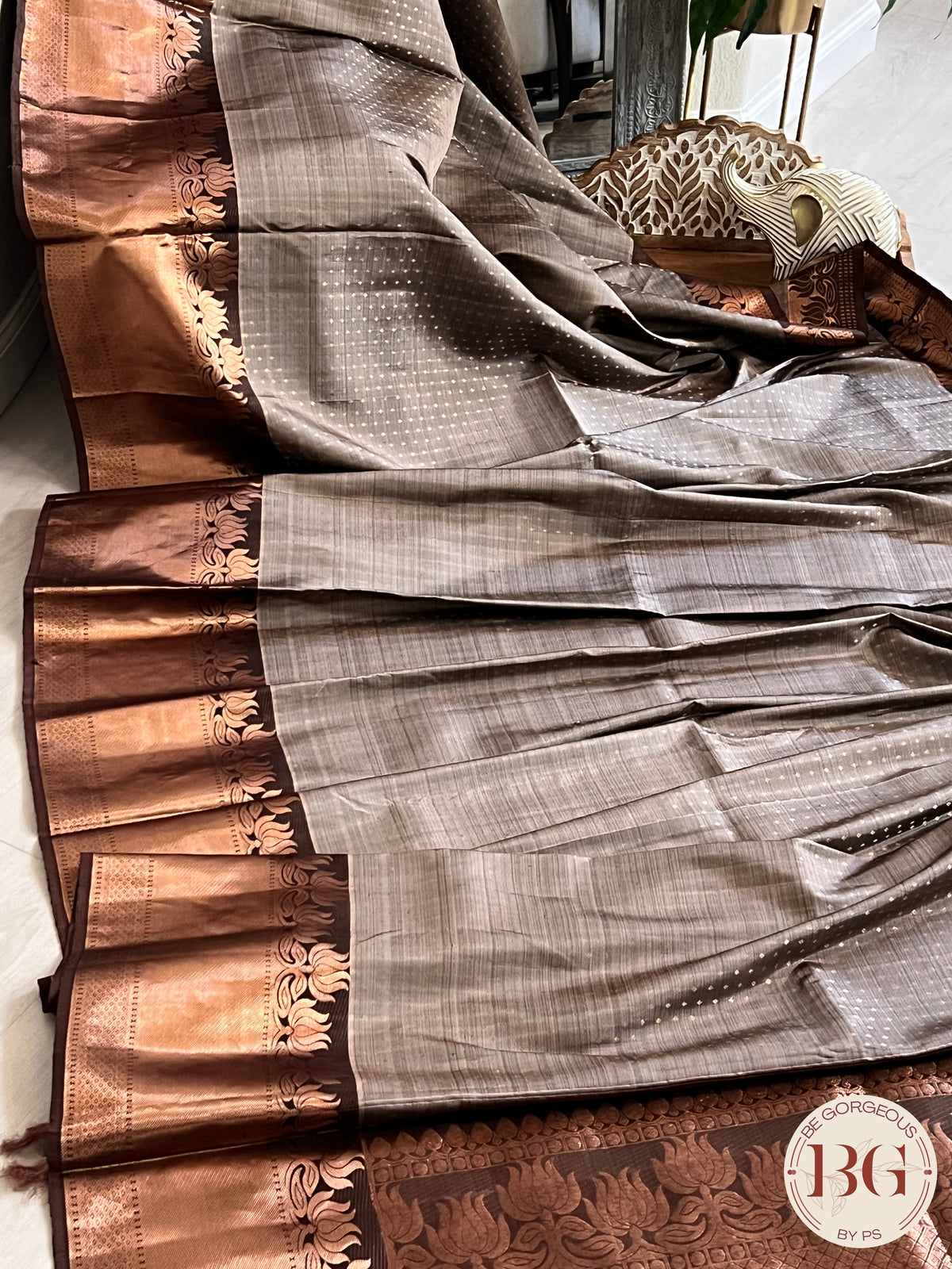 KANJEEVARAM PURE SILK KANJEEVARAM GREY BROWN SA-KAN-PUR-GR406