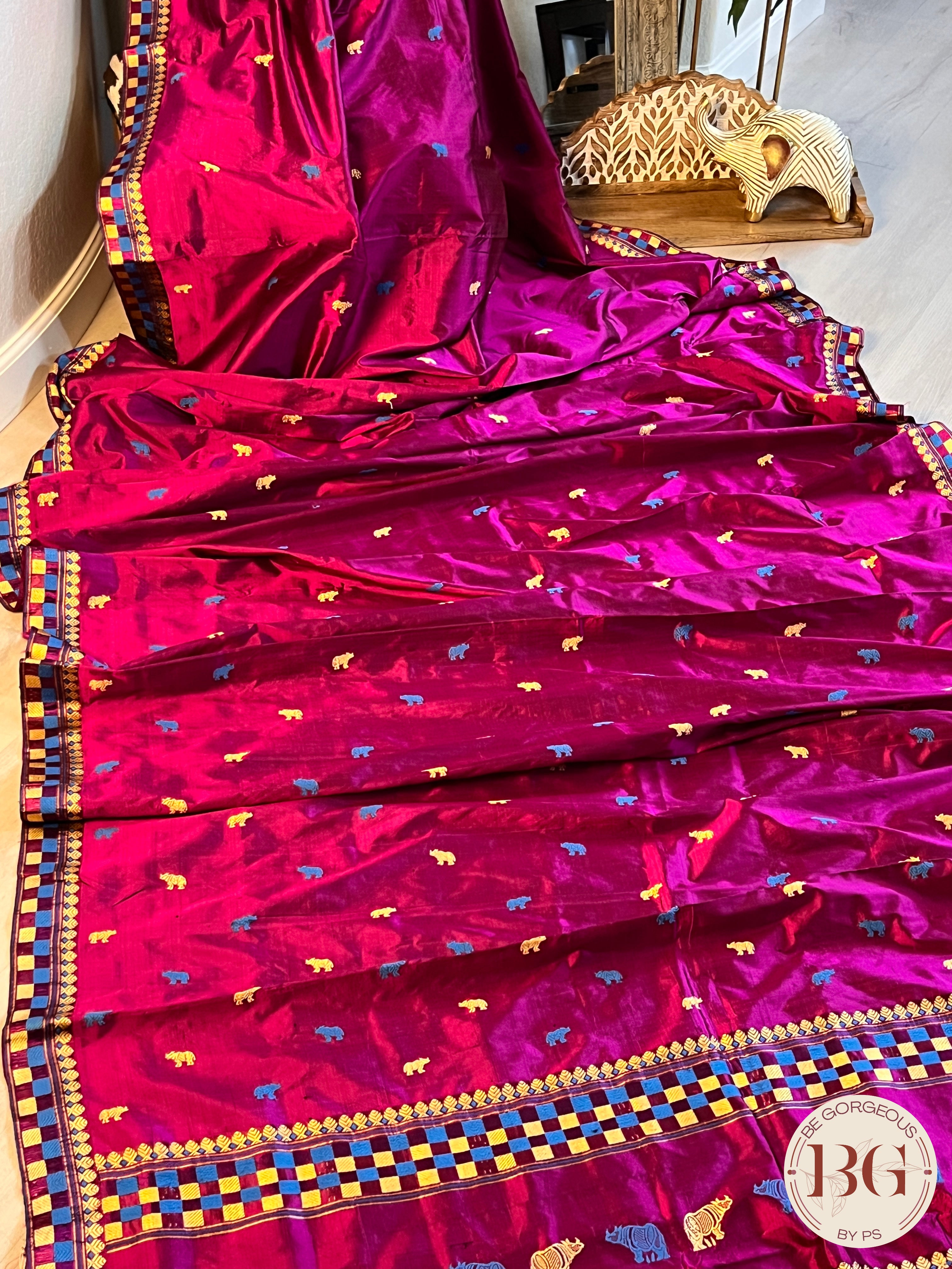 Assam Silk Saree Saree PURPLE