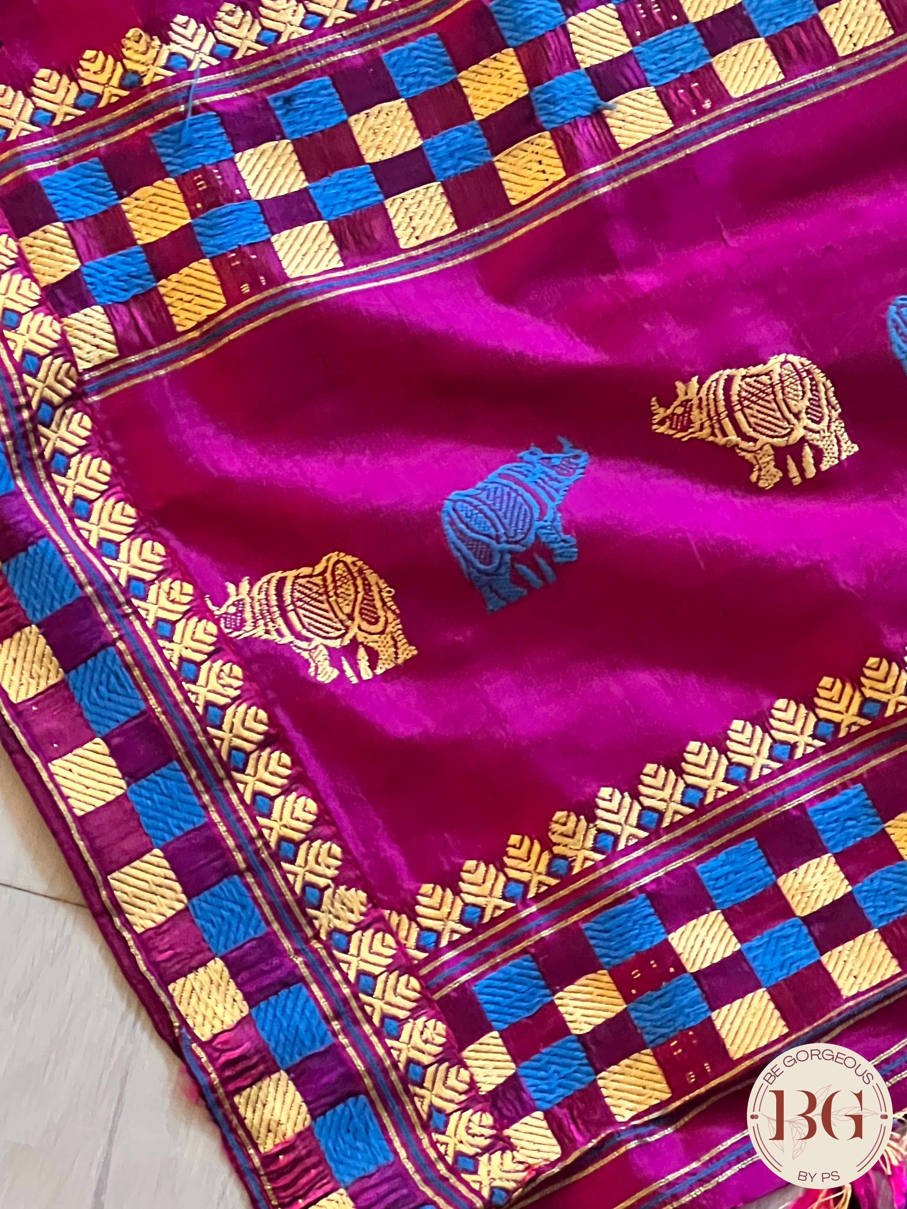 Assam Silk Saree Saree PURPLE