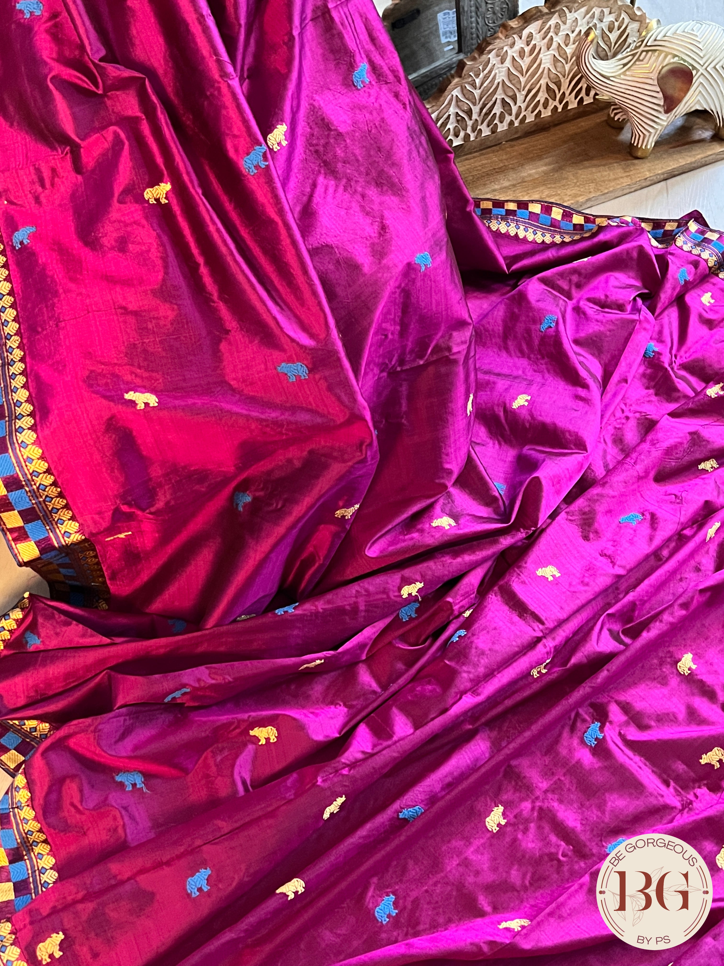 Assam Silk Saree Saree PURPLE