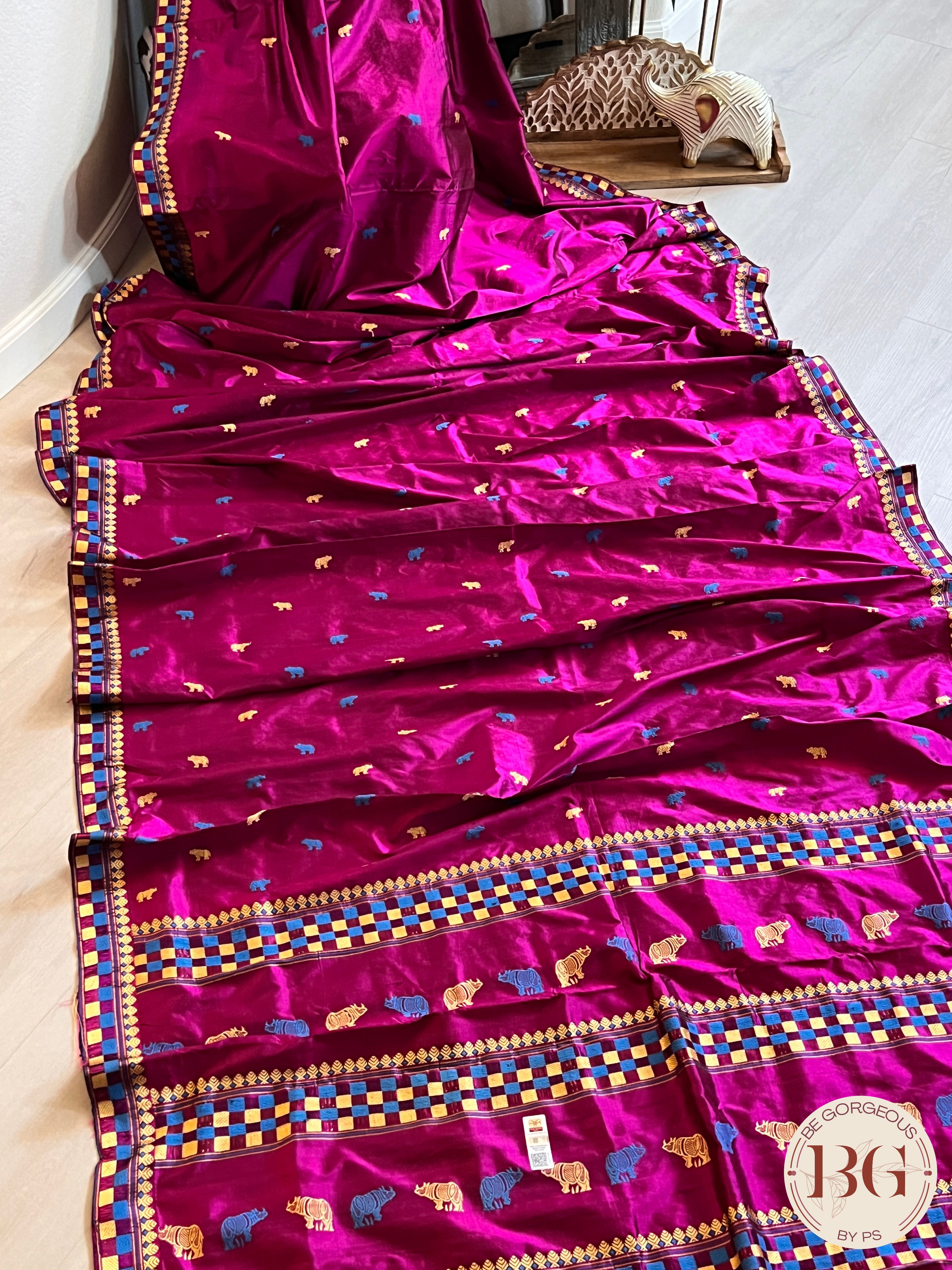 Assam Silk Saree Saree PURPLE