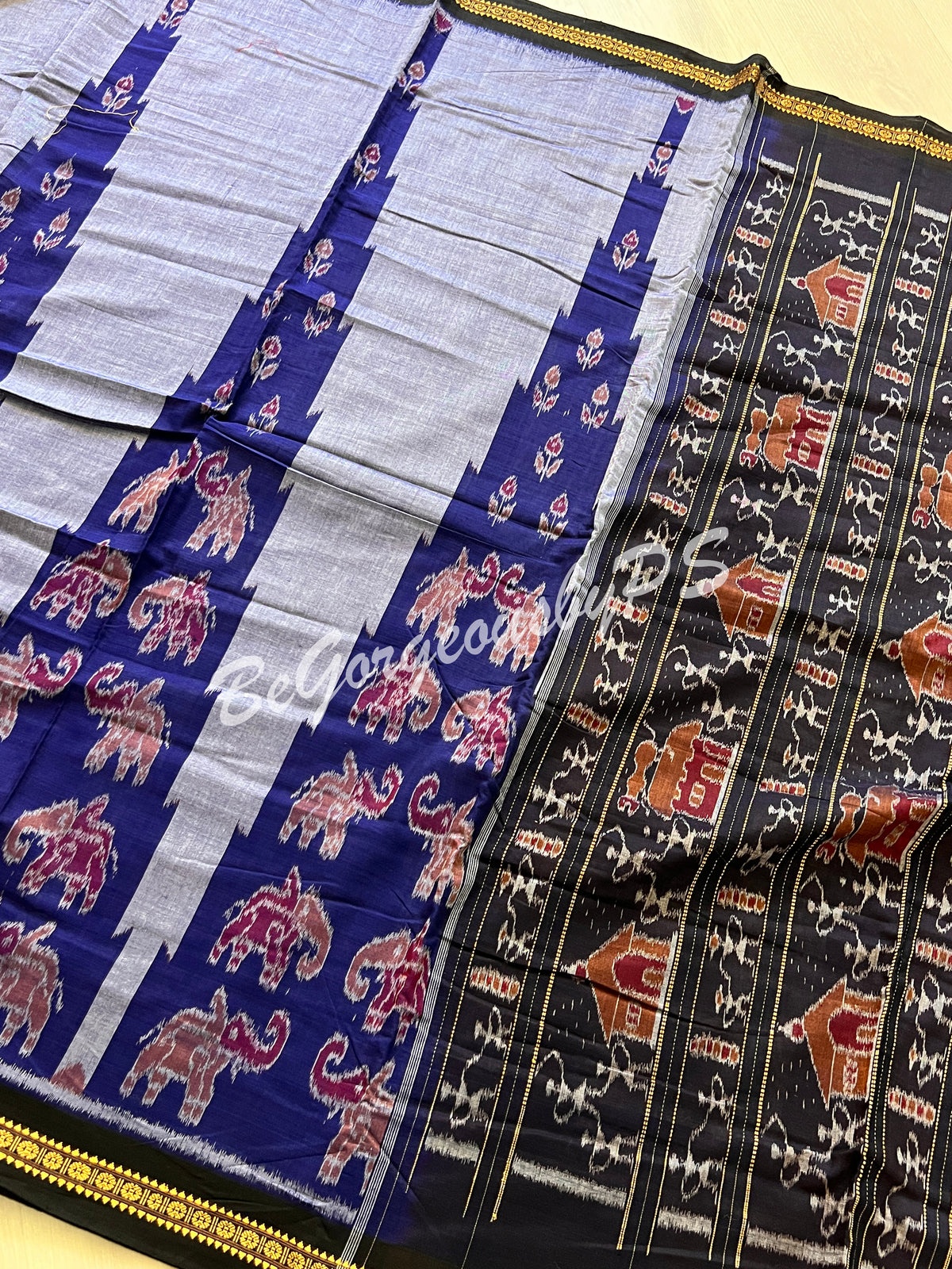 Bada Kumbha Hathi BP cotton handloom saree