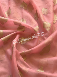 Organza with foil work Pink