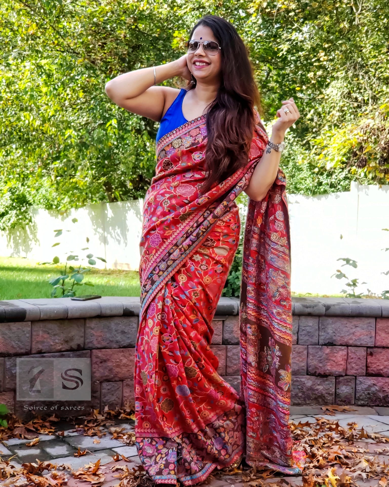 JJ's Crafted Elegance Kashmiri Pashmina Saree with Cotton Silk Base &  Paisley Border - Jinal & Jinal - 4080322