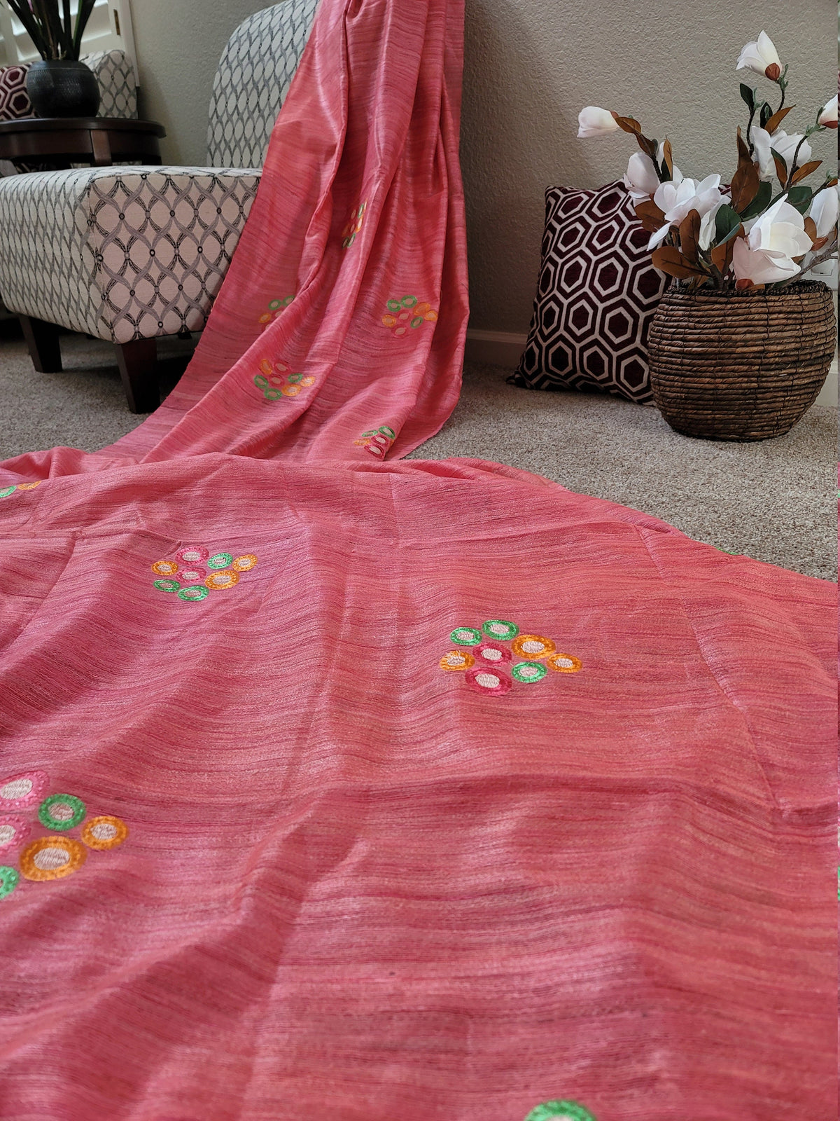 Gitcha tussar saree with embroidery