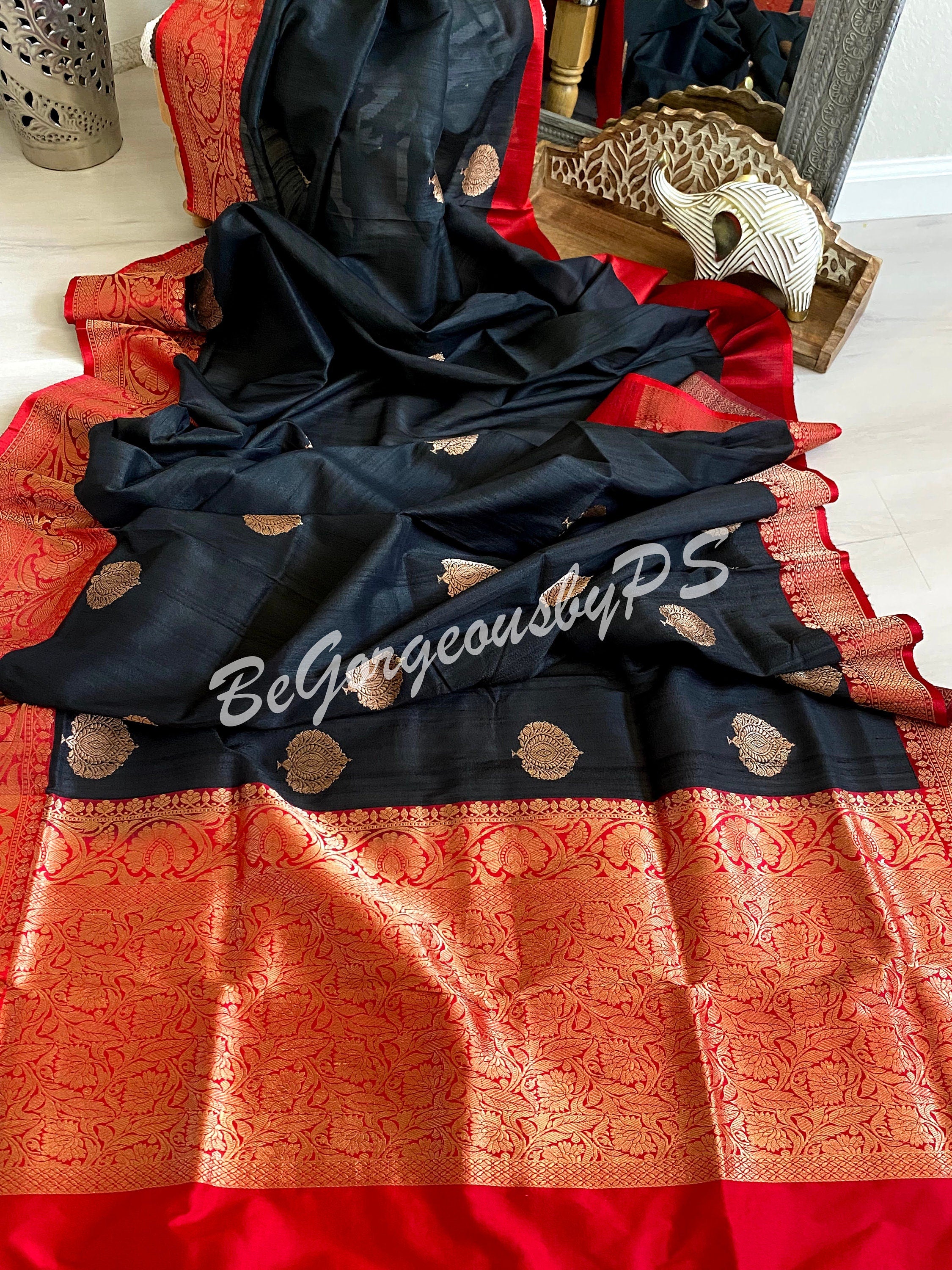 Buy Ansari Fabrics Printed Sambalpuri Satin Black, Red Sarees Online @ Best  Price In India | Flipkart.com